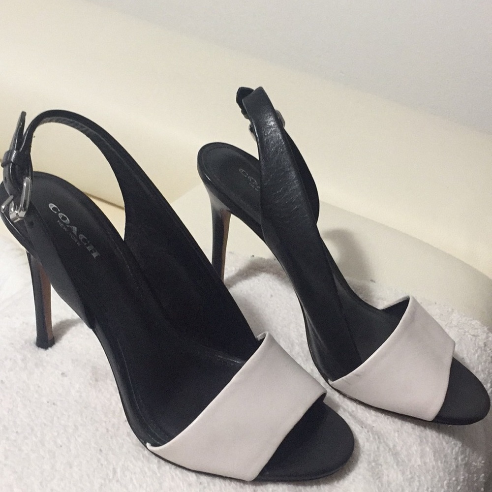 Coach black and white heels